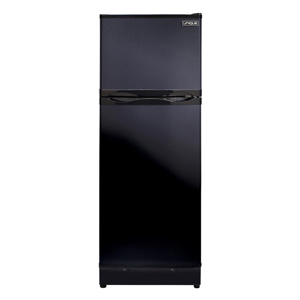 Unique 8 cu. ft. Propane Top Freezer Refrigerator Dual Power in Black