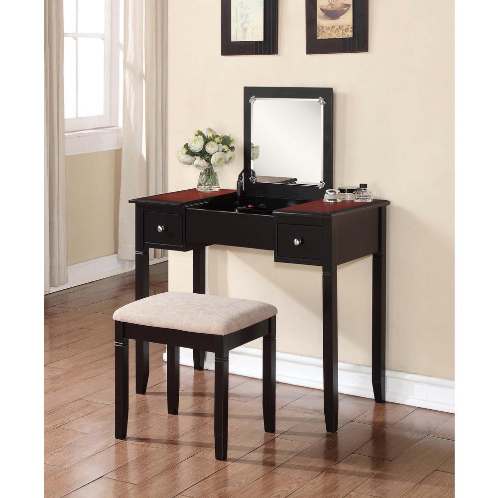 Linon Home Decor Camden 2 Piece Black Cherry Vanity Set