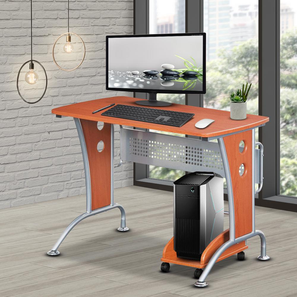 Techni Mobili Dark Honey Modern Computer Desk With Mobile Cpu Modern Computer Desk With Mobile Cpu