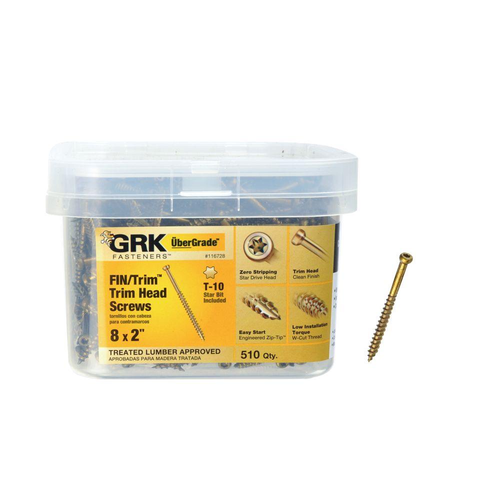 GRK Fasteners 8 x 2 in. Star Drive TrimHead Finish/Trim Screw (510per Pack)116728 The Home