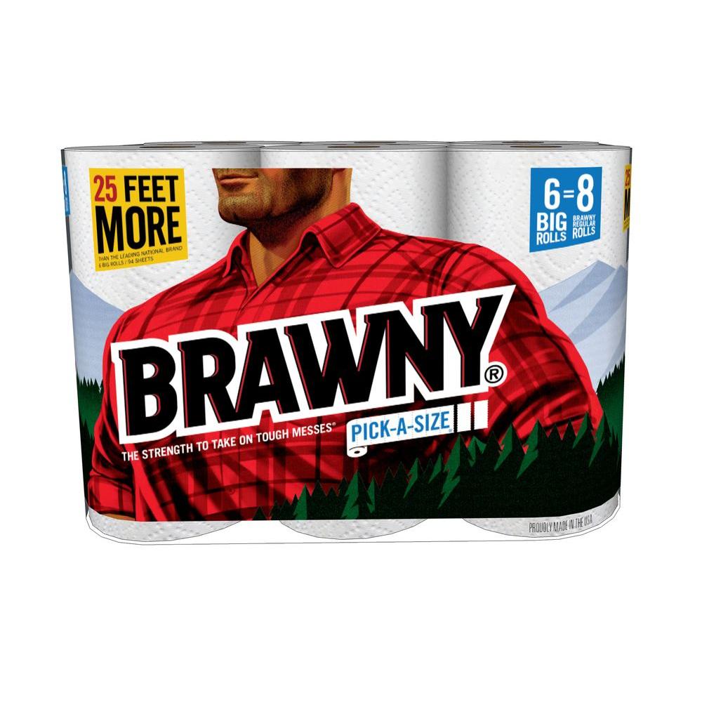 Brawny White Paper Towels 2Ply (6 Rolls)439105 The Home Depot