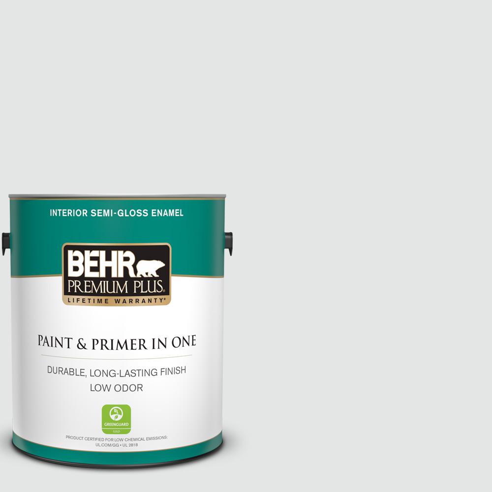 Behr Premium Plus 1 Gal Ppu26 13 Silent White Semi Gloss Enamel Low Odor Interior Paint And Primer In One The Home Depot