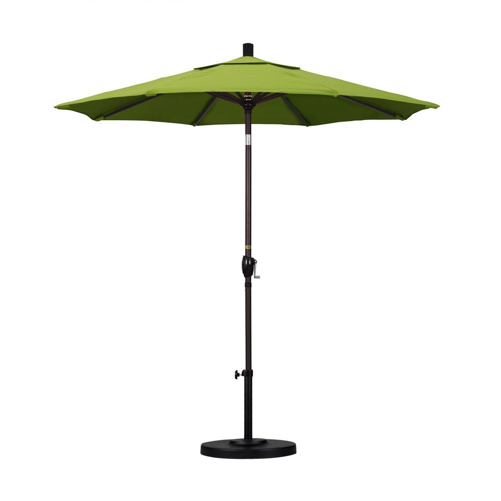 California Umbrella GSPT758117-5429 7.5 ft. Round Aluminum Market Umbrella, Push Button Tilt & Bronze Pole - Sunbrella Macaw