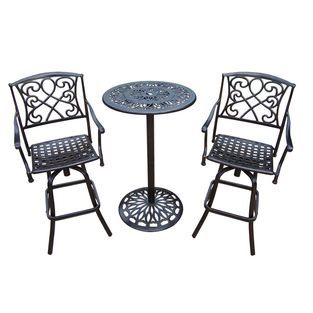 Grace 3 Piece Metal Outdoor Bar Height Dining Set Hd3023bt 3024bs2