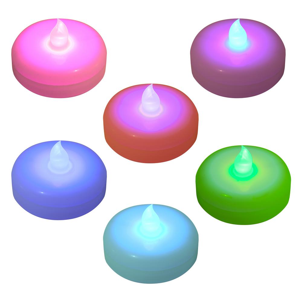 LUMABASE Battery Operated Floating LED Candles Color Changing (6