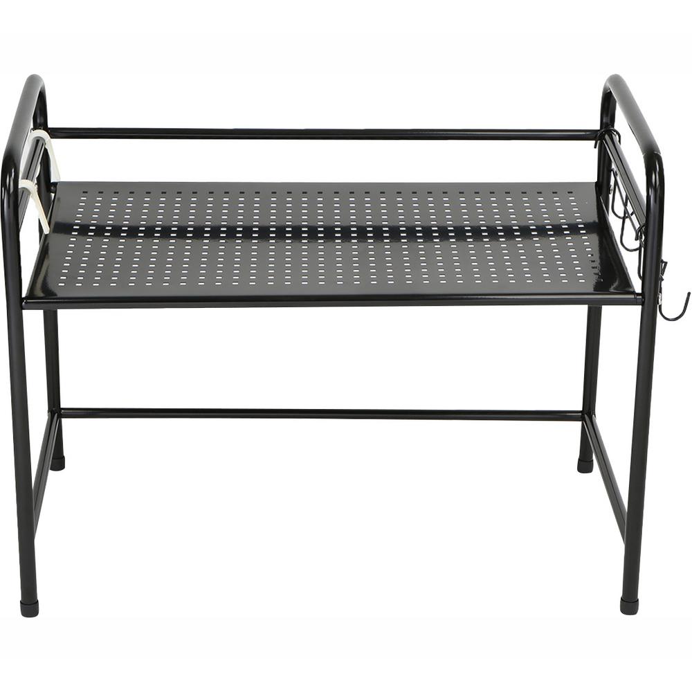 Mind Reader Microwave Shelf Counter Unit with Hooks in Black1TCOUMIC