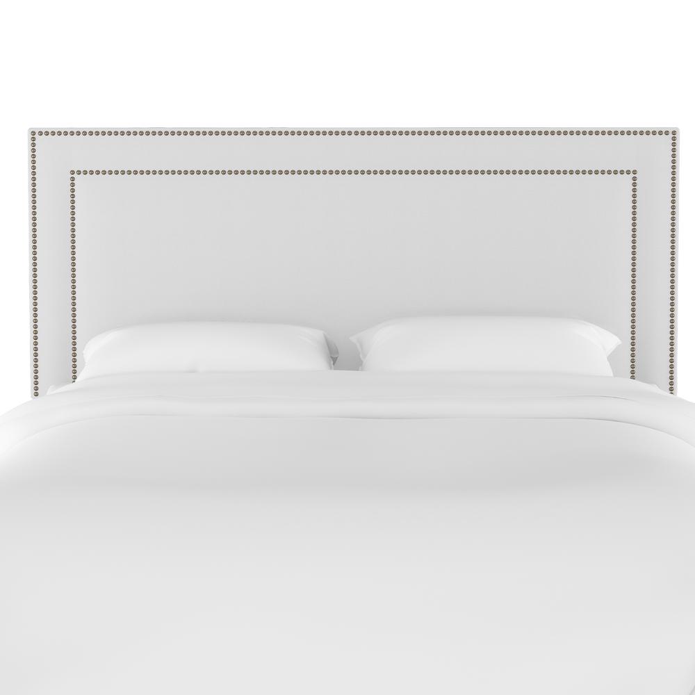 Skyline Furniture Destiny Twill White Full Nail On Headboard Skyline Furniture Destiny Twill White