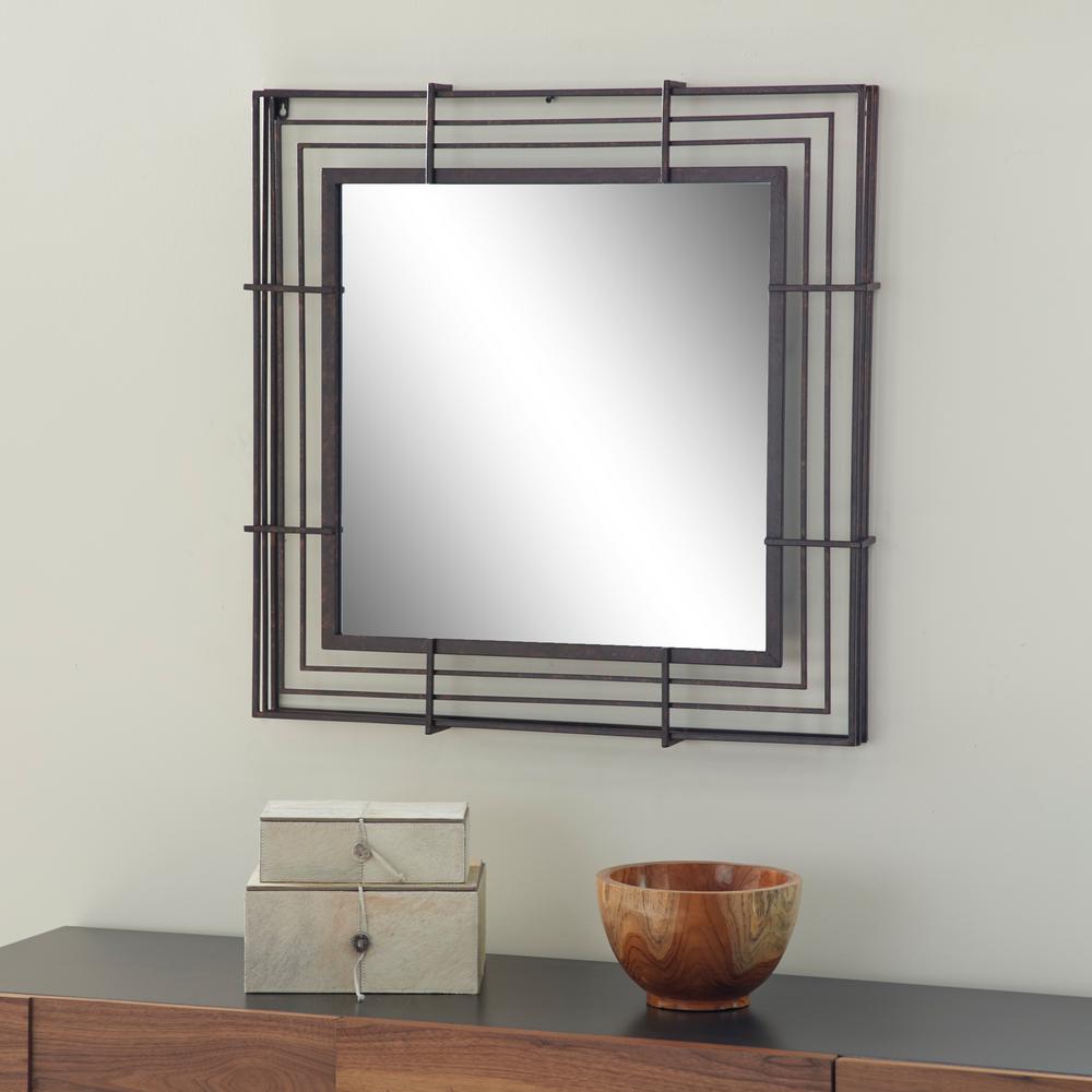 Litton Lane Square Wrought Iron Textured Bronze Wall Litton Lane Square Wrought Iron Textured Bronze Wall Mirror