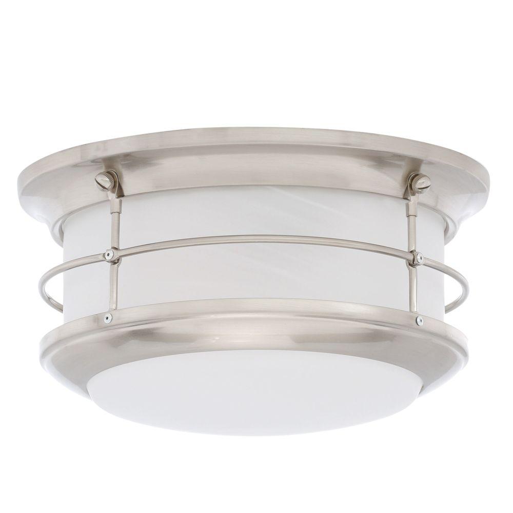 Thomas Lighting Newport Brushed Nickel 2 Light Outdoor Flushmount