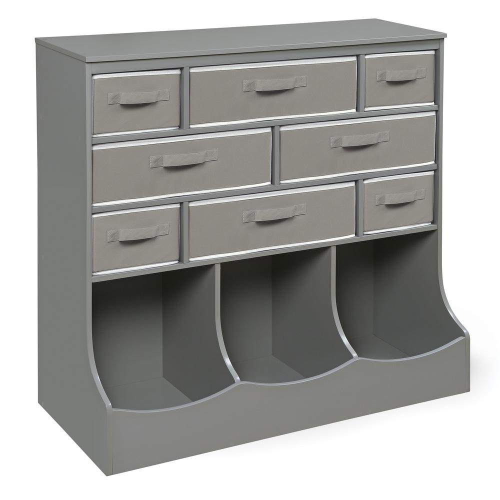 Storage Station 36.5 in. x 37 in. Gray 11Cube Organizer with 8Baskets