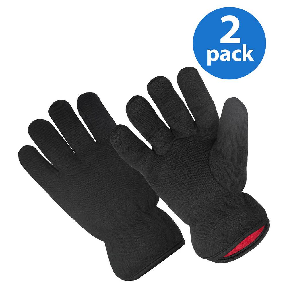 Hands On Red Fleece Lined Brown Jersey Glove 2 Pair Bonus Pack Ct7100 L 2pk The Home Depot
