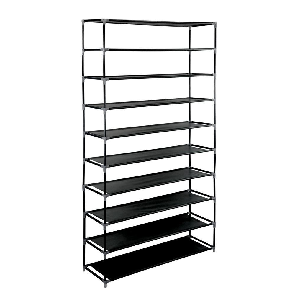 Simplify 50 Pair Black Shoe Rack 23205 Black The Home Depot