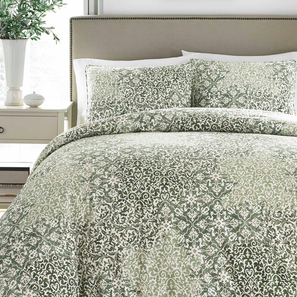 Stone Cottage Abingdon 3 Piece Green Full Queen Cotton Duvet Cover Stone Cottage Abingdon 3 Piece Green