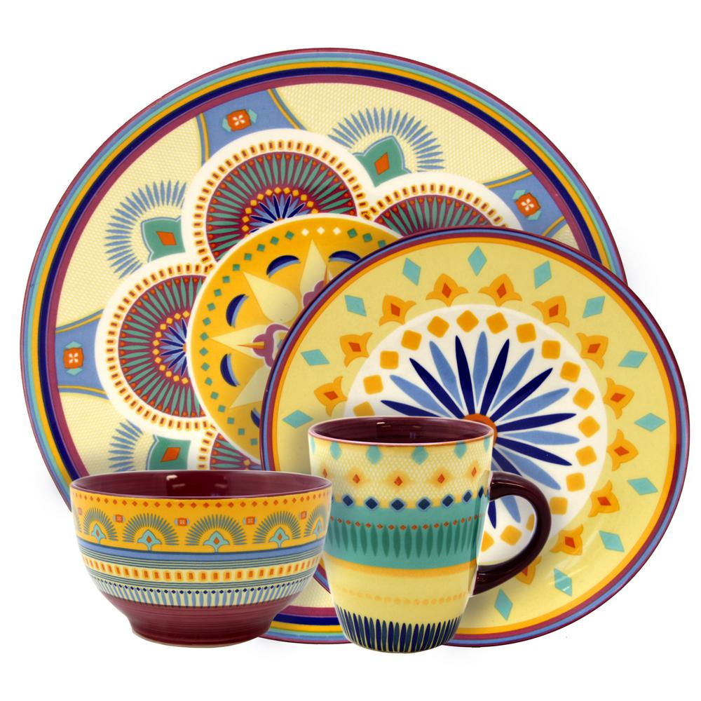 Elama Puesta De Sol 16Piece Assorted Colorsl Dinnerware Set98597769M