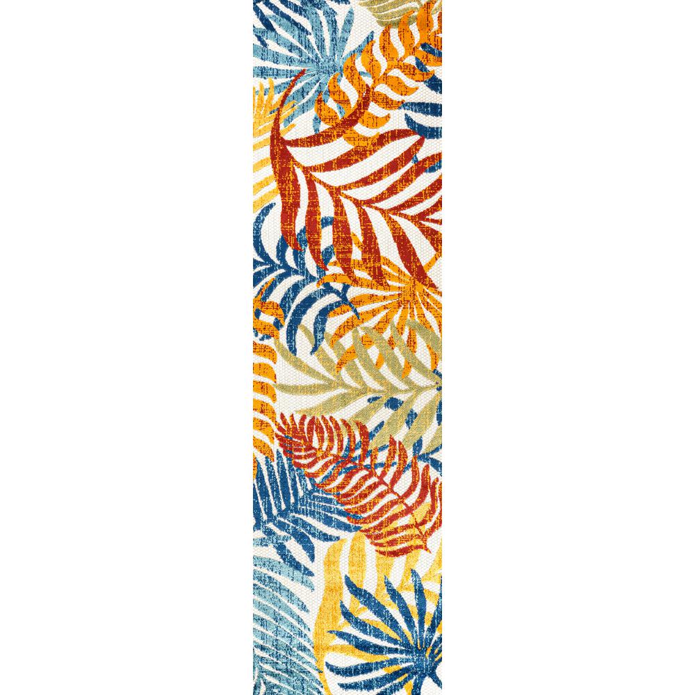 JONATHAN Y Tropics Palm Leaves Cream/Orange Indoor/Outdoor 8 ft. x 10