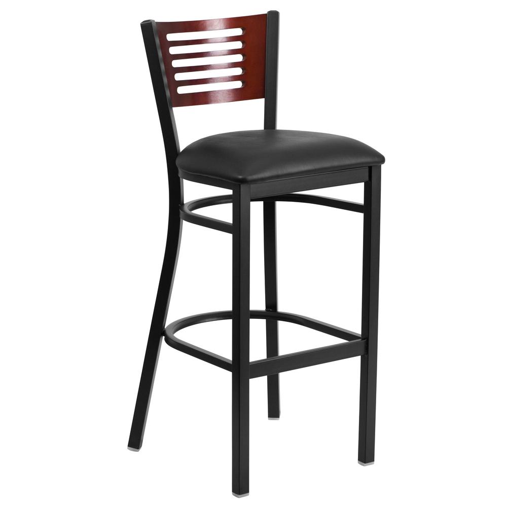Flash Furniture 32 In Black And Mahogany Cushioned Bar Stool Black And Mahogany Cushioned Bar Stool