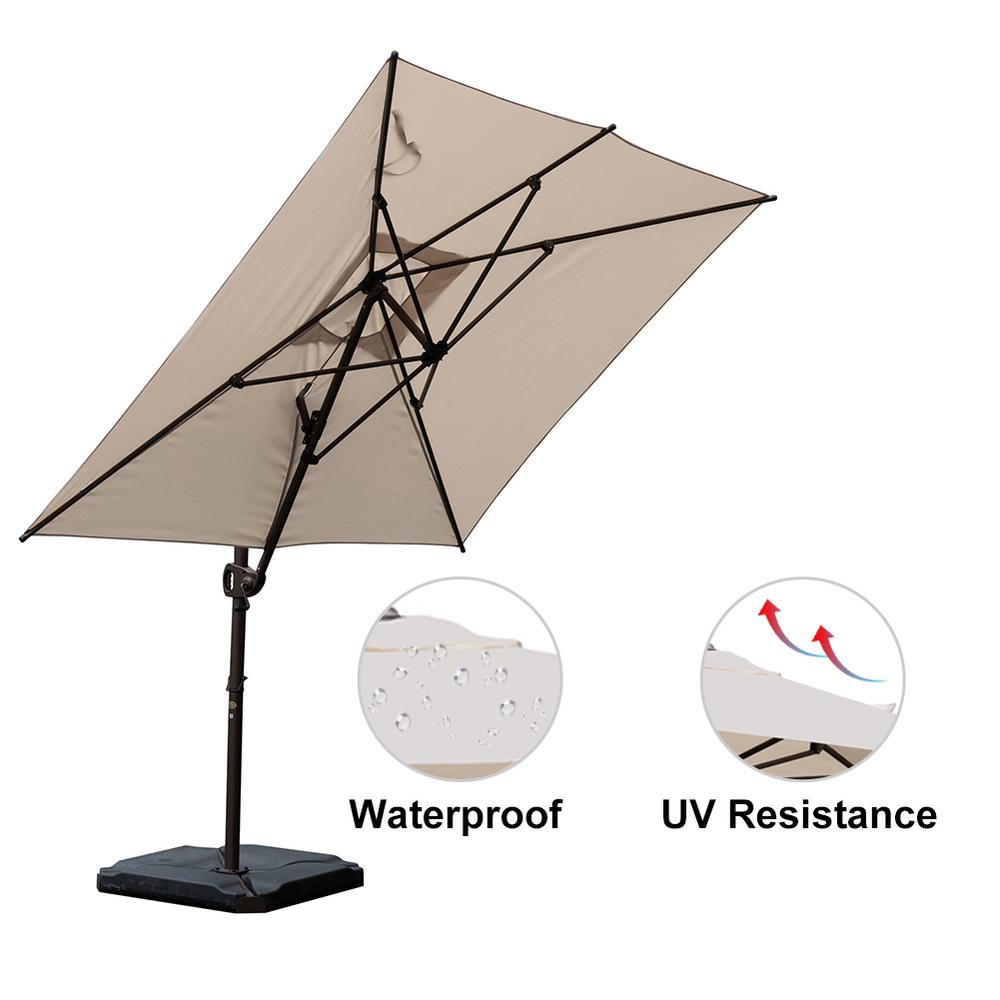 Abba Patio 9 Ft X 7 Ft Offset Cantilever Solar Adjustable Vertical Tilt Patio Umbrella In Sand Hdabbamrc976sc The Home Depot