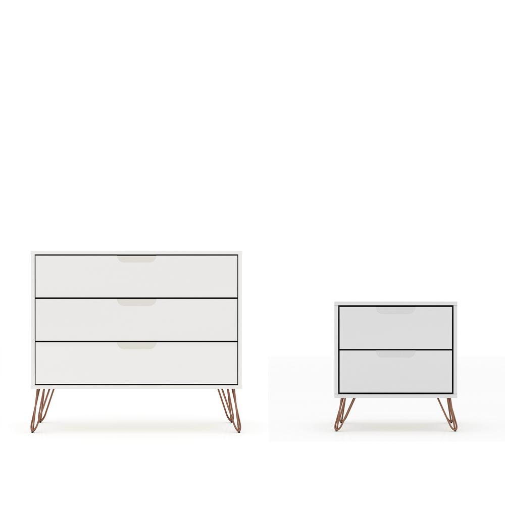 Luxor Intrepid 5 Drawer Off White Mid Century Modern Dresser And Nightstand Set Of 2 104hd4 The Home Depot