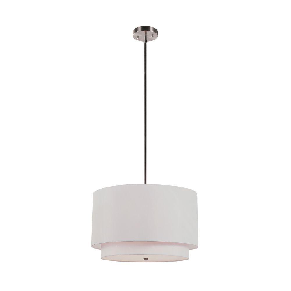 Bel Air Lighting Cabernet Collection 3 Light Brushed Nickel Pendant Bel Air Lighting Cabernet Collection 3 Light Brushed Nickel Pendant With Ivory Shade