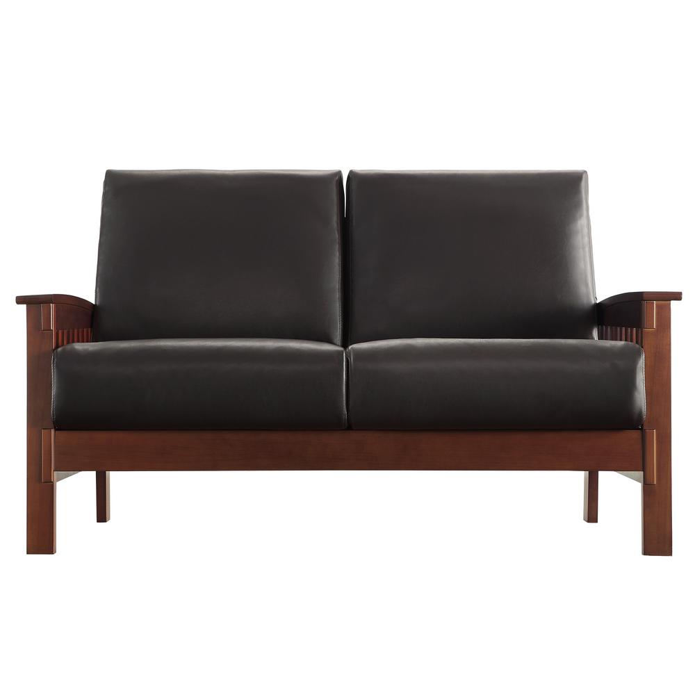 Homesullivan Dark Brown Bicast Leather Loveseat 409912 2bc The Homesullivan Dark Brown Bicast Leather