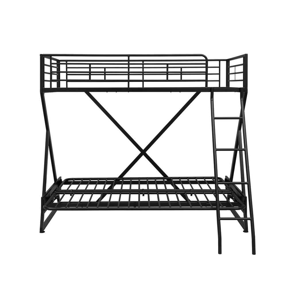 Harper & Bright Designs Black Twin over Metal Bunk Bed with Slide