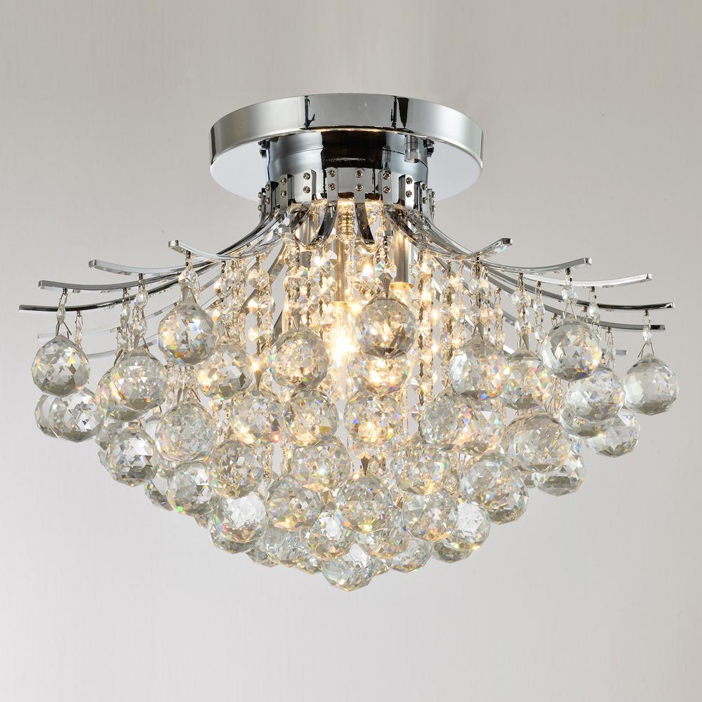 Worldwide Lighting Empire 19 In 3 Light Polished Chrome Crystal