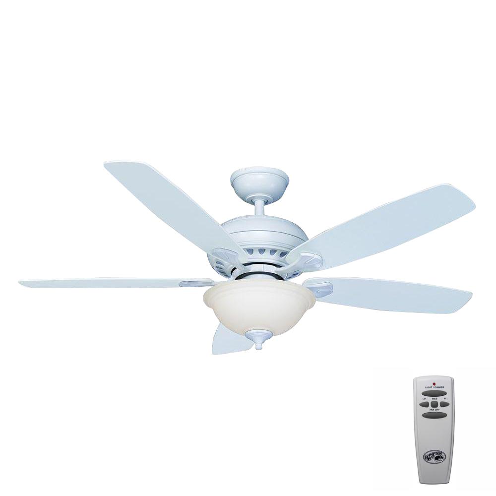 Transitional Hampton Bay Light Bulb S Included Ceiling Fans Southwind 52 In Led Indoor Matte White Ceiling Fan With Light Kit And Remote Control
