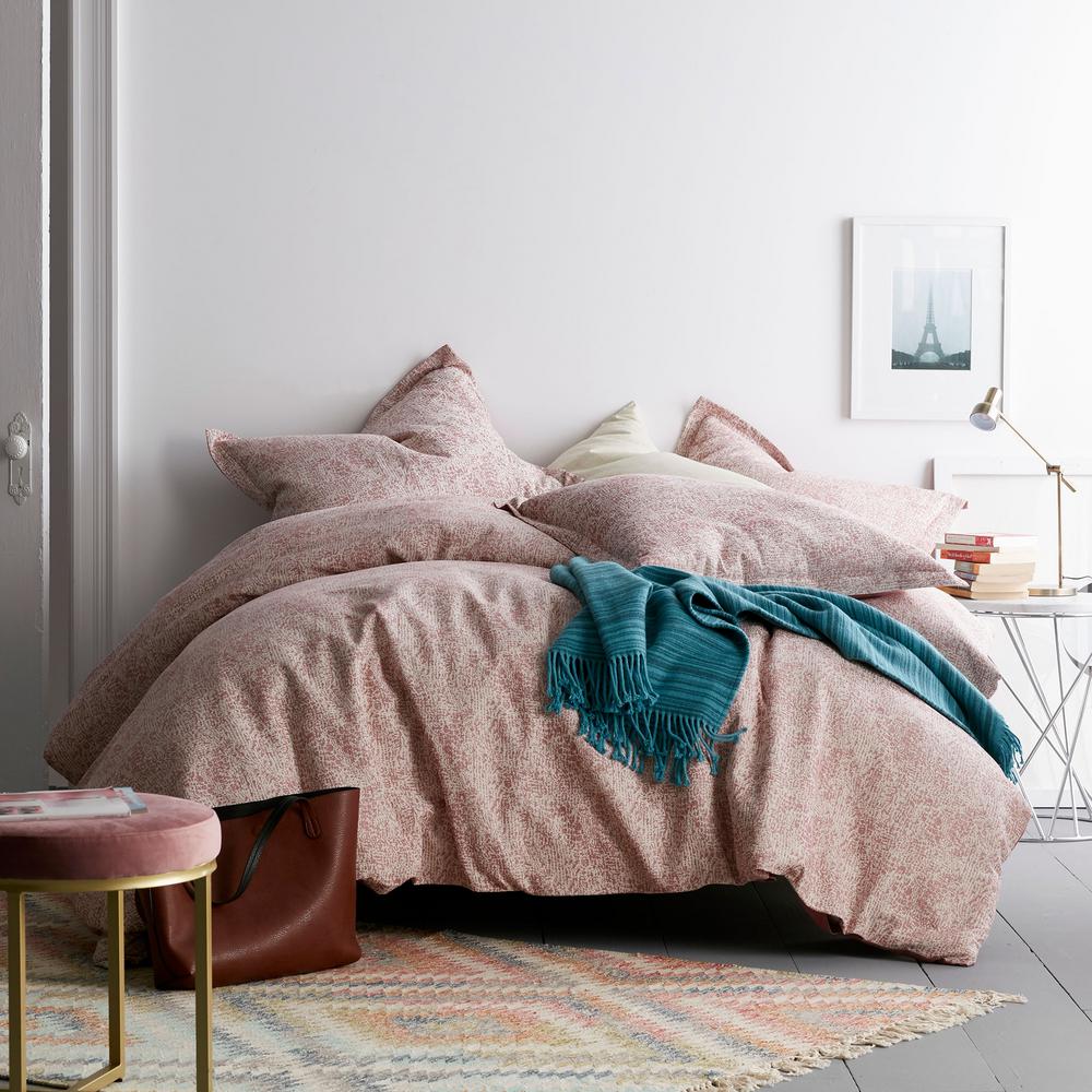 Brooklyn Loom Linen Dusty Rose Full Queen 3 Piece Duvet Set