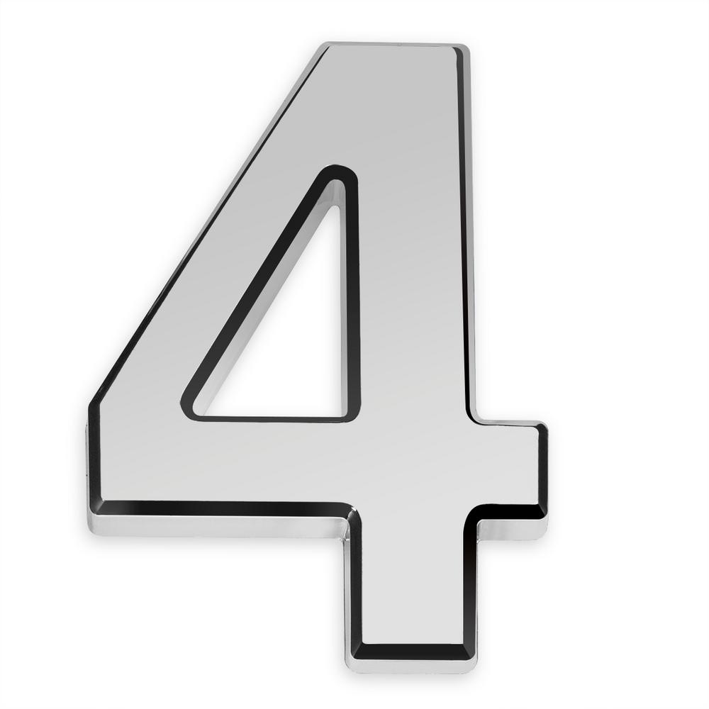 Barton 4 in. House Door Number 4 ABS Plated Self Adhesive Silver