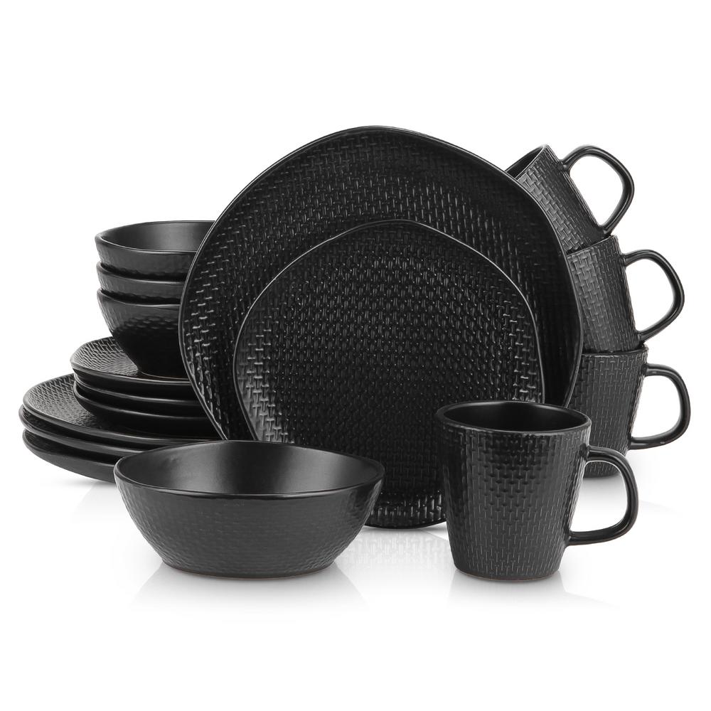 STONE LAIN Stone Lain 16 Piece Stoneware Round Weave Dinnerware Set ...