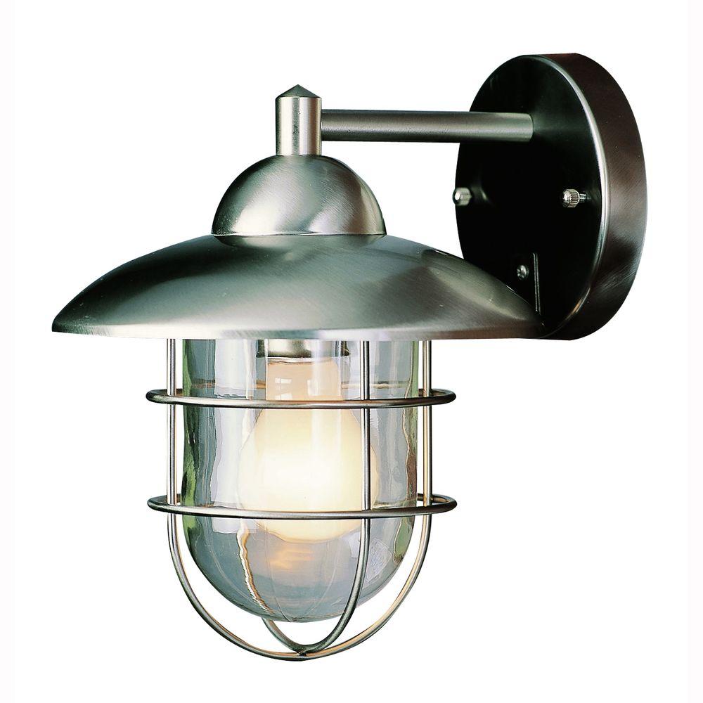 Pick Up Today Tropical Outdoor Wall Mounted Lighting 1 Light Stainless Steel Wire Frame Outdoor Coach Lantern With Clear Glass
