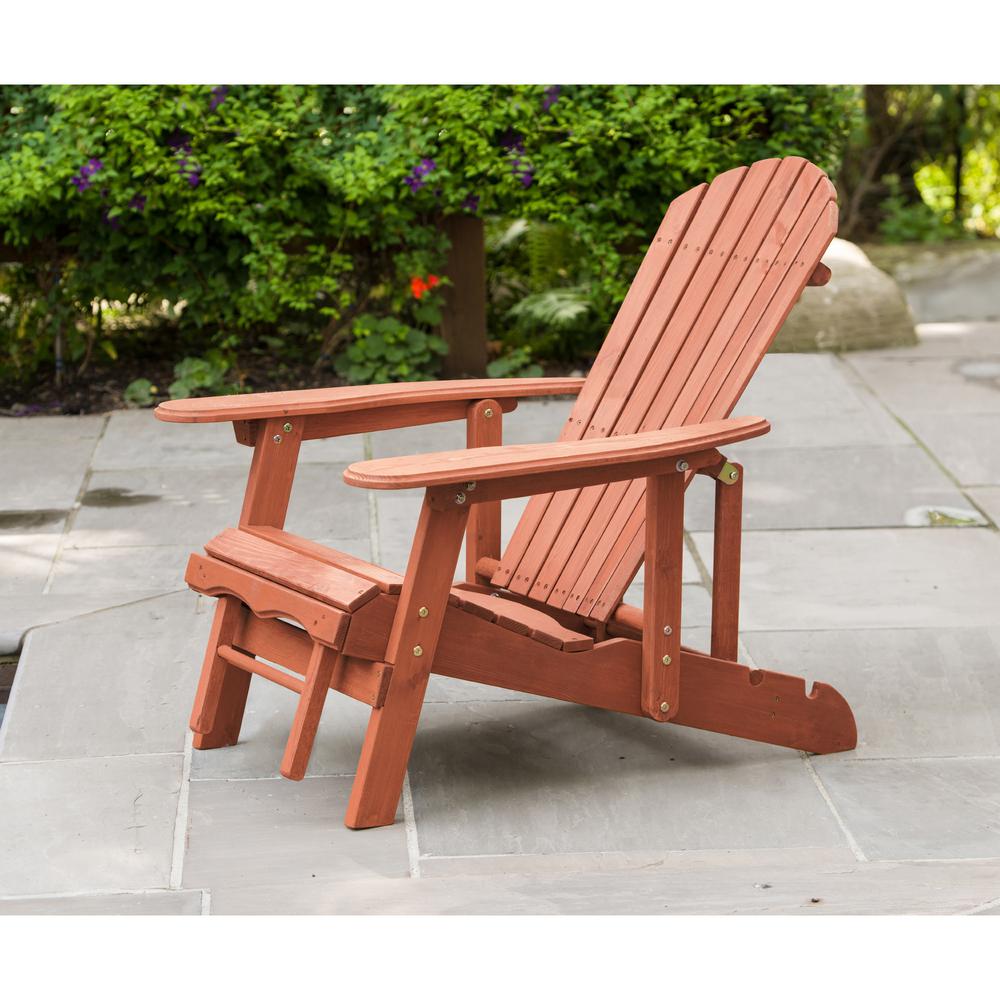 Leisure Season Reclining Patio Adirondack Chair With Pull Out Ottoman Ac7105 The Home Depot