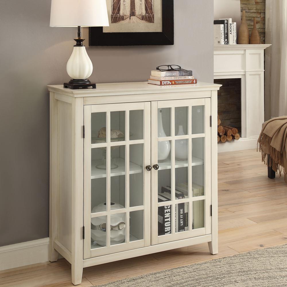 Linon Home Decor Largo Antique White Storage The Home Depot