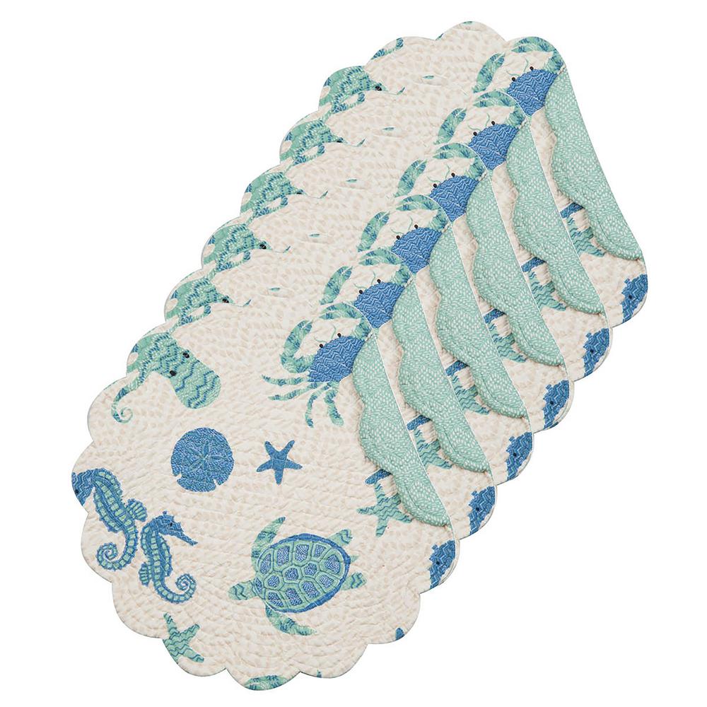 Brisbane Round Aqua Placemat Set Of 6