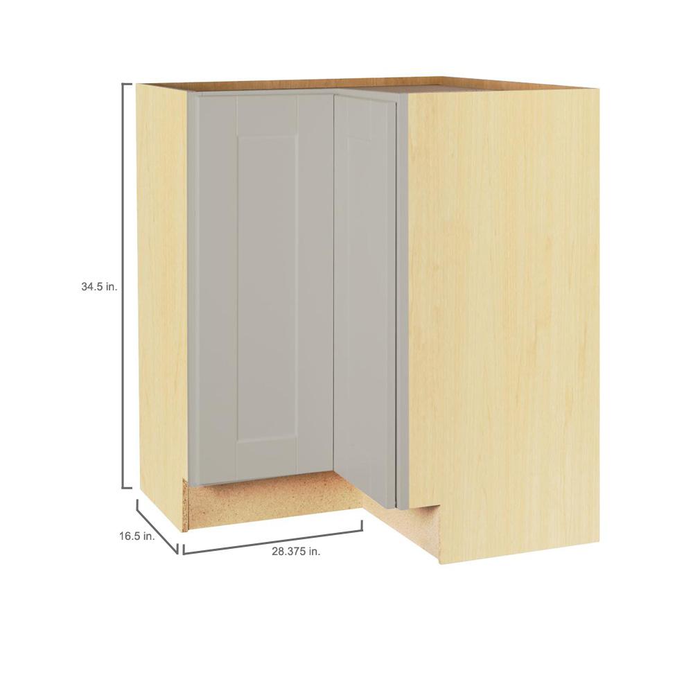Hampton Bay Shaker Assembled 28 5x34 5x16 5 In Lazy Susan Corner Base Kitchen Cabinet In Dove Gray Kbls36 Sdv The Home Depot