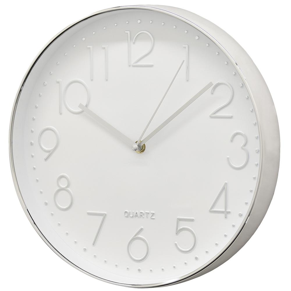 Three Hands All White Round Wall Clock 10853 The Home Depot Three Hands All White Round Wall Clock
