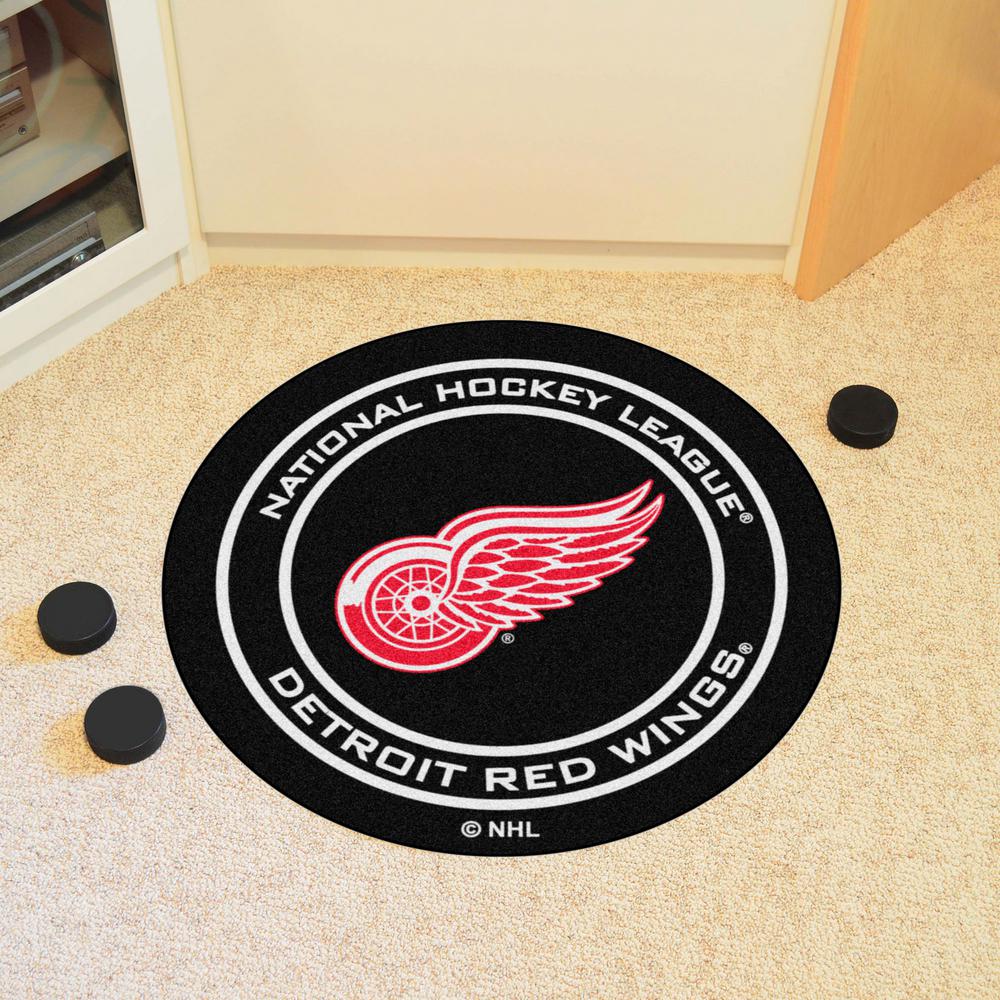 Detroit Red Wings Logo Hockey Puck Black