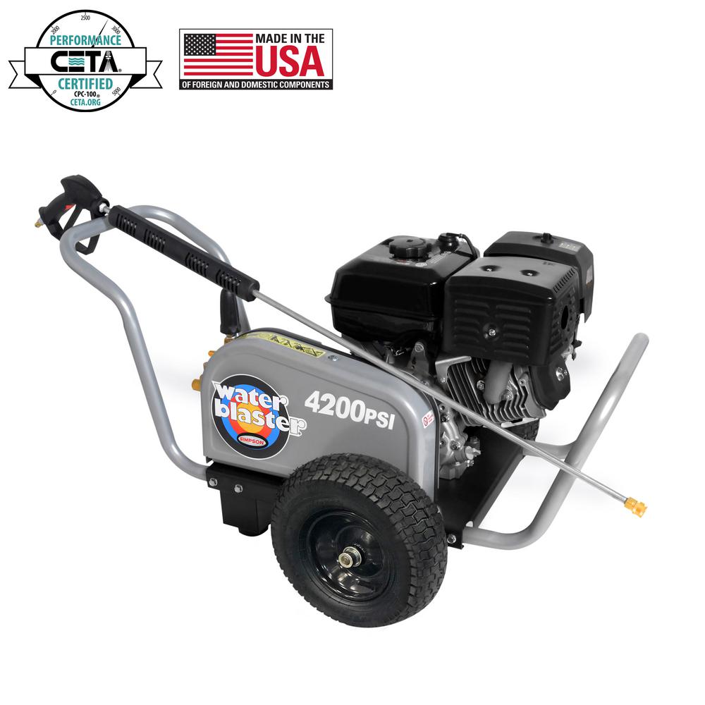 Simpson WaterBlaster 4200 PSI at 4.0 GPM HONDA GX390 with AAA Triplex Pump  Belt Drive Industrial