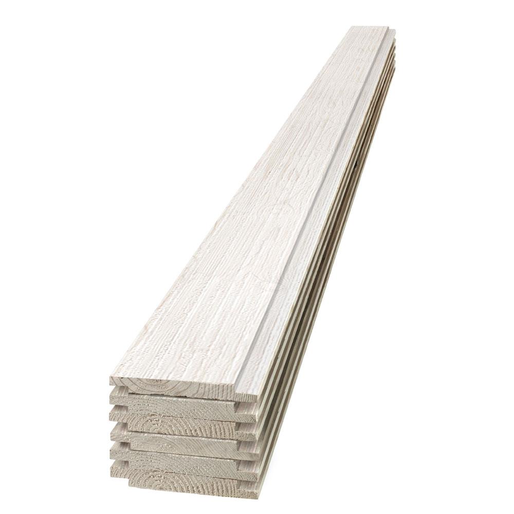 1 in. x 6 in. x 4 ft. Barn Wood White Shiplap Pine Board (6-Pack)