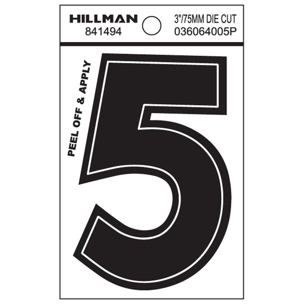 Hillman 3 in. Black Vinyl Die-Cut Number 5-841494 - The Home Depot