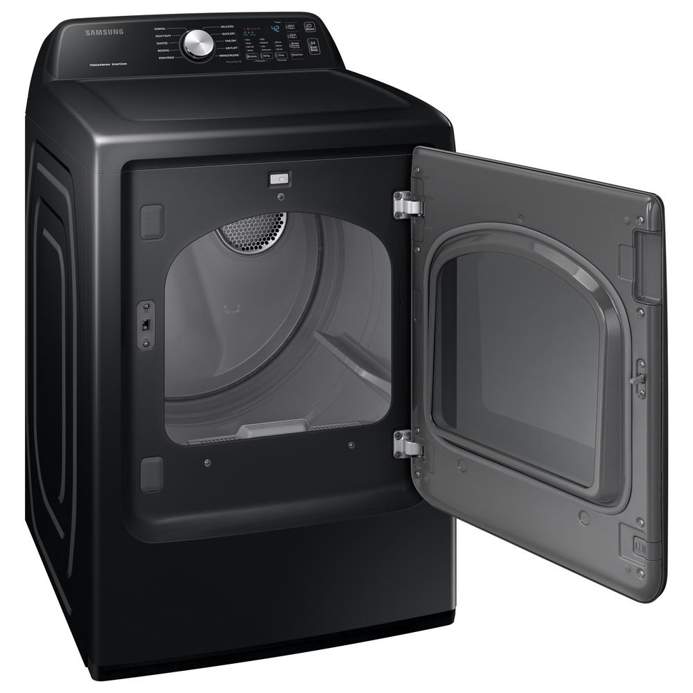 Samsung 7.4 cu. ft. 240-Volt Black Stainless Steel Electric Dryer with Sanitize (Pedestals Sold Seperately)-DVE45T3400V - The Home Depot