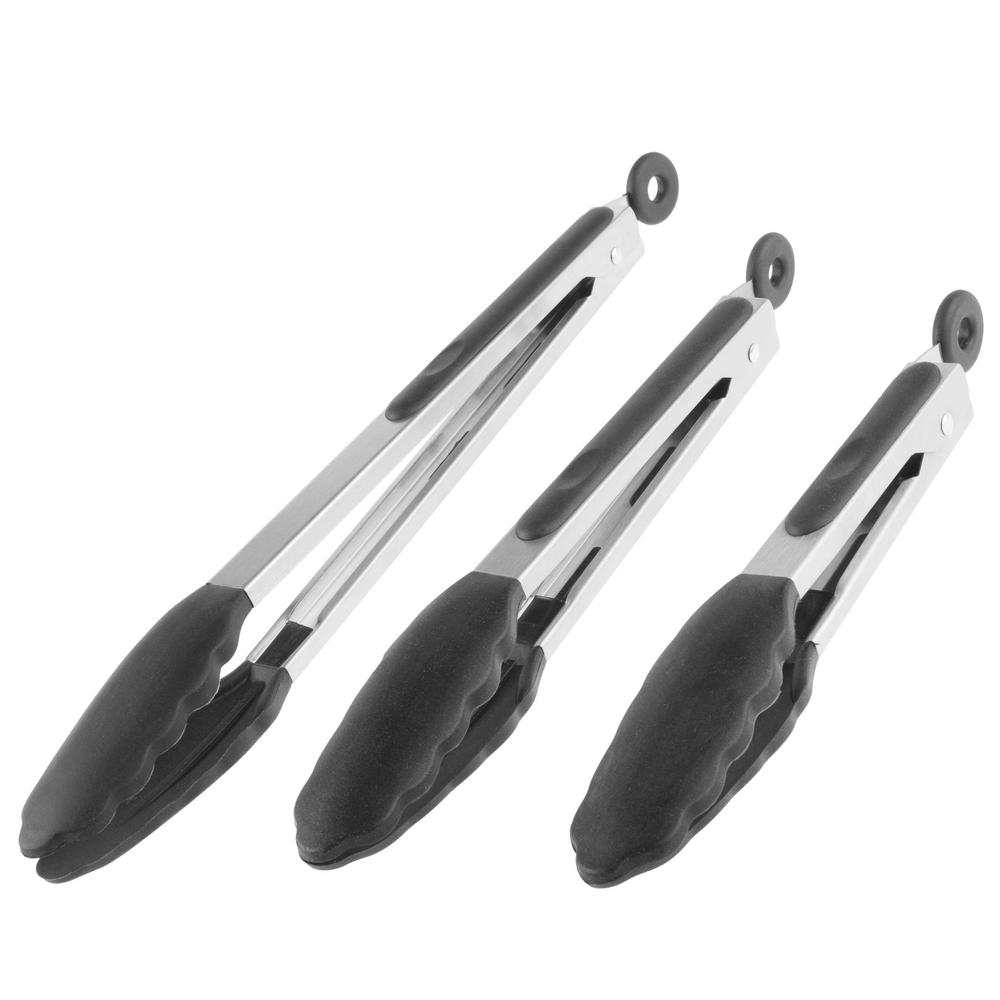 Trademark Stainless Steel With Silicone Tips Kitchen Tong Set Of 3 Trademark Stainless Steel With Silicone Tips Kitchen Tong Set Of 3
