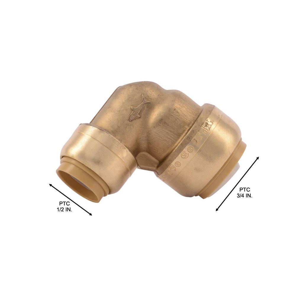 Push-Fit Push to Connect LF Brass Tee 3//4/" x 1//2/" x 3//4/" Sharkbite Style