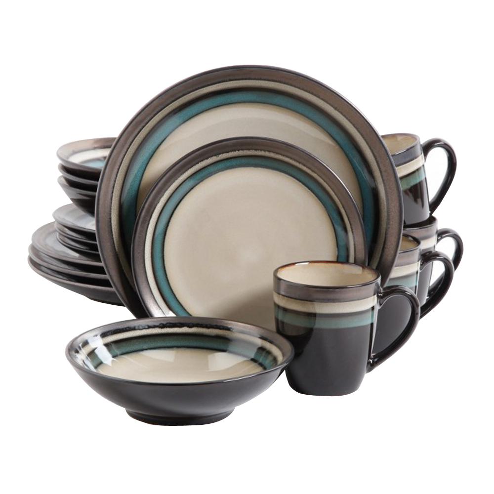 Gibson Elite Lewisville 16-piece Teal Dinnerware Set-98597350m - The 