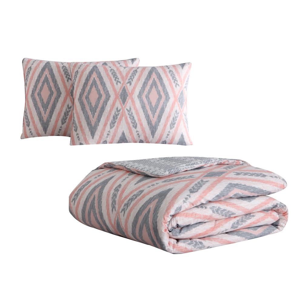 Morgan Home Delilah Pink And Grey Tribal Print Twin Comforter Set
