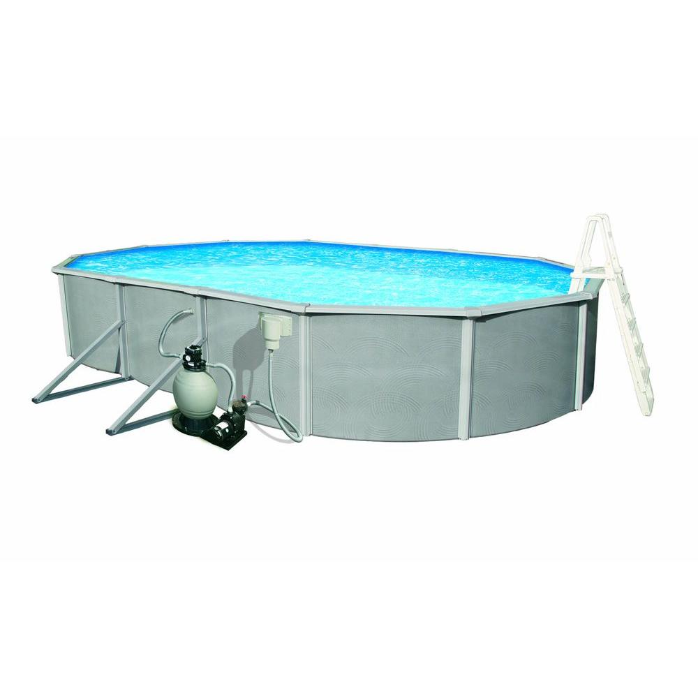 blue wave belize round 52 steel pool with 6 top rail