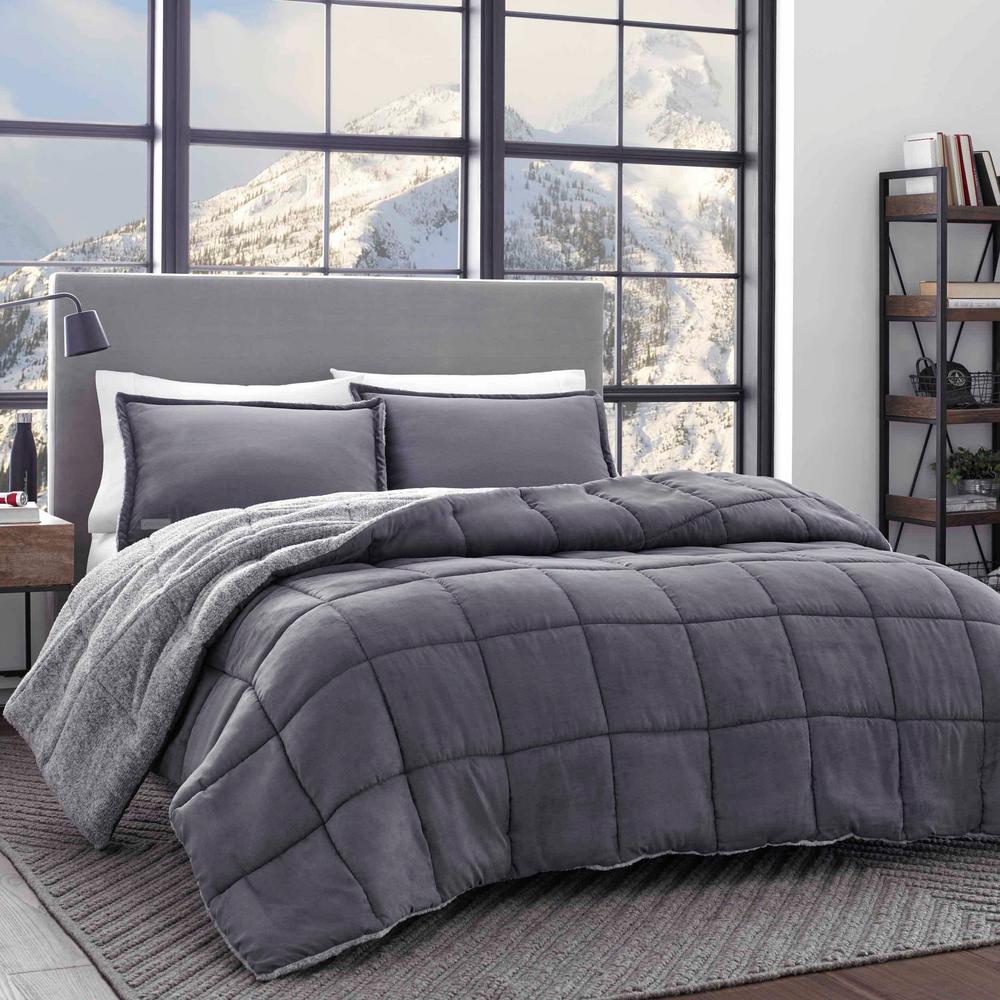 Eddie Bauer 3 Piece Sherwood Gray Full Queen Comforter Set