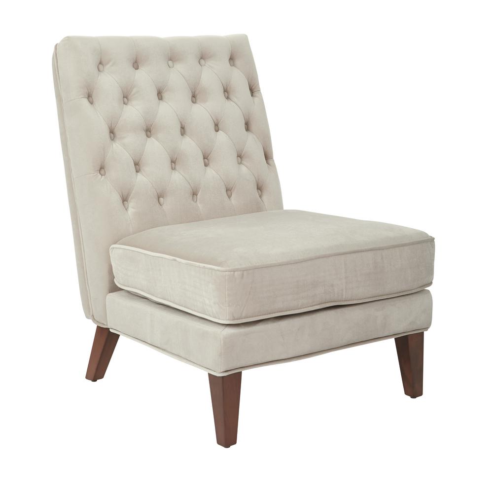 Osp Home Furnishings Brampton Khaki Velvet With Coffee Legs Accent