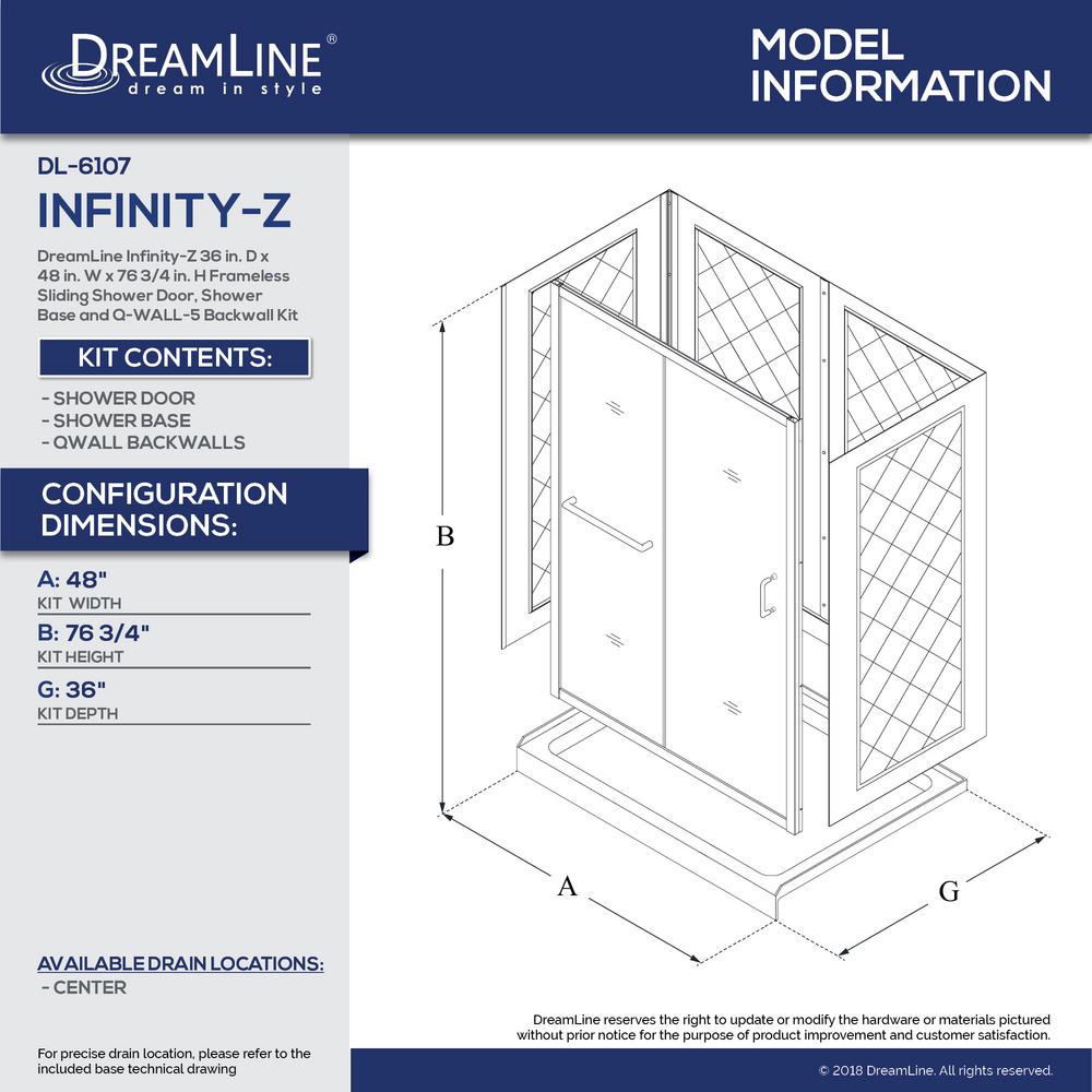 Dreamline Infinity Z 36 In X 48 In Semi Frameless Sliding Shower