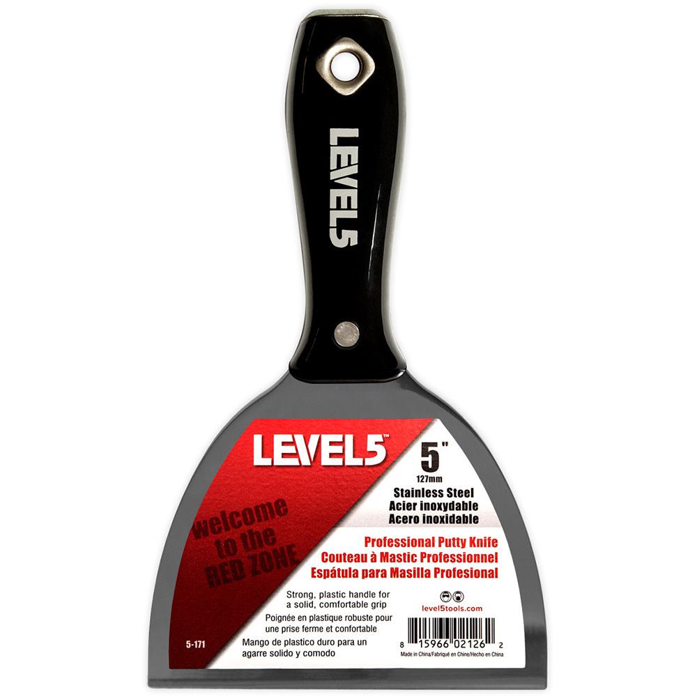Level 5 4 in. Black Stainless Steel Putty Knife Plastic Handle
